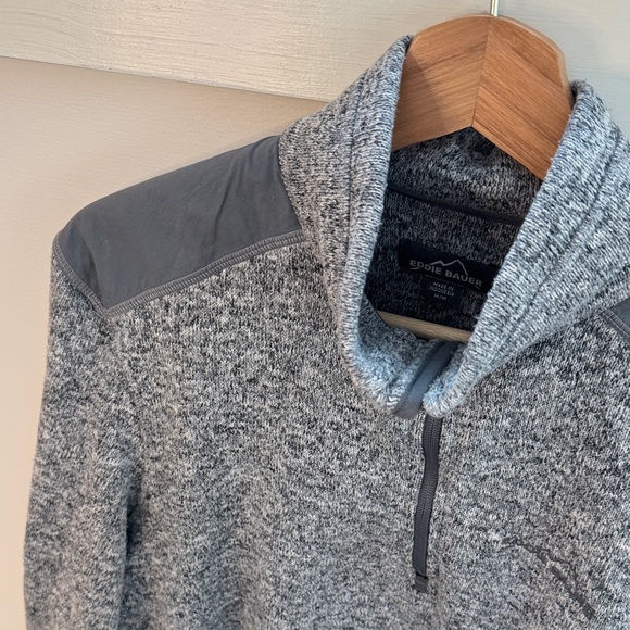 Eddie Bauer Men's Quarter-Zip Sweater Gray Melange Zip-Up Size M - Picture 3 of 7